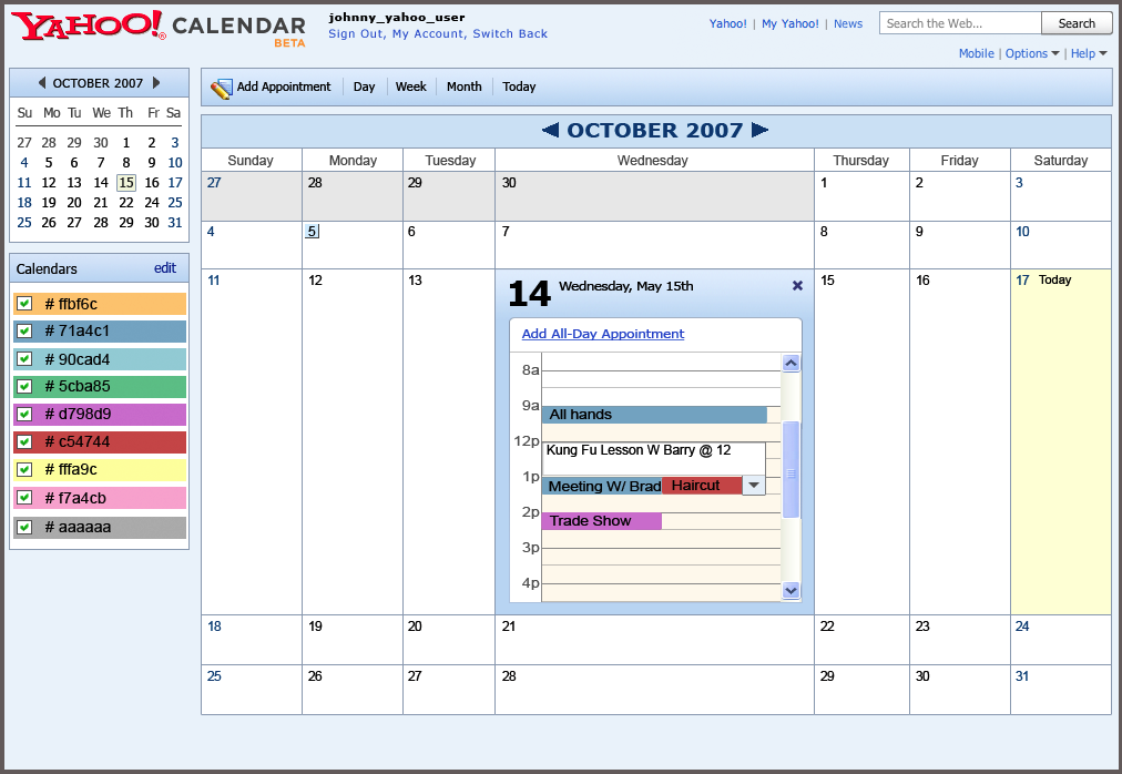 Yahoo! Calendar Visual Design Portfolio